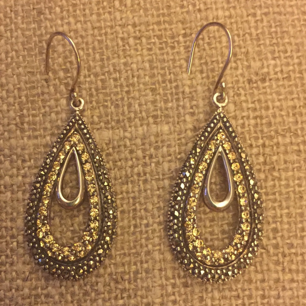 ✨ Sterling silver, marcasite and crystal earrings